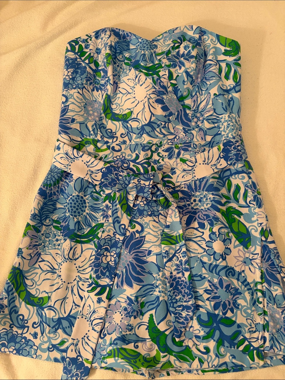 Lilly Pulitzer Blue Green & White Floral Romper - NEW